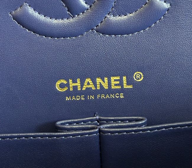Chanel Small Flap Bag Crocodile Embossed 1112 dark blue&gold