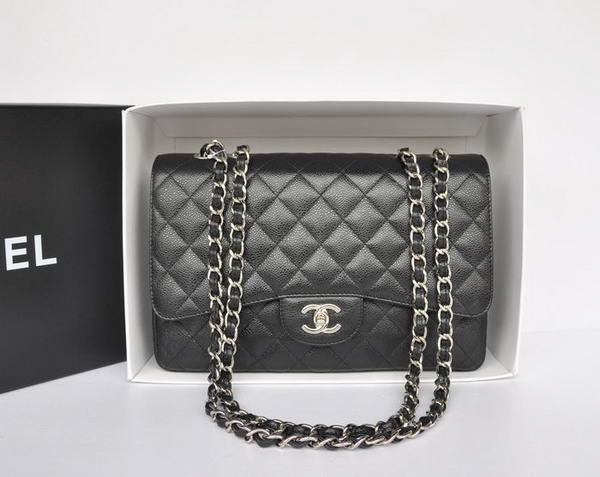 Fashion Chanel Original Caviar Leather Classic Flap Bag A28600 Black Silver Fashion Chanel Original Caviar Leather Classic Flap Bag A28600 Black Silver