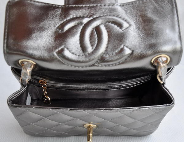 Chanel Classic Iron Gray Lambskin Golden Chain Quilted Flap Bag 1115 Chanel Classic Iron Gray Lambskin Golden Chain Quilted Flap Bag 1115
