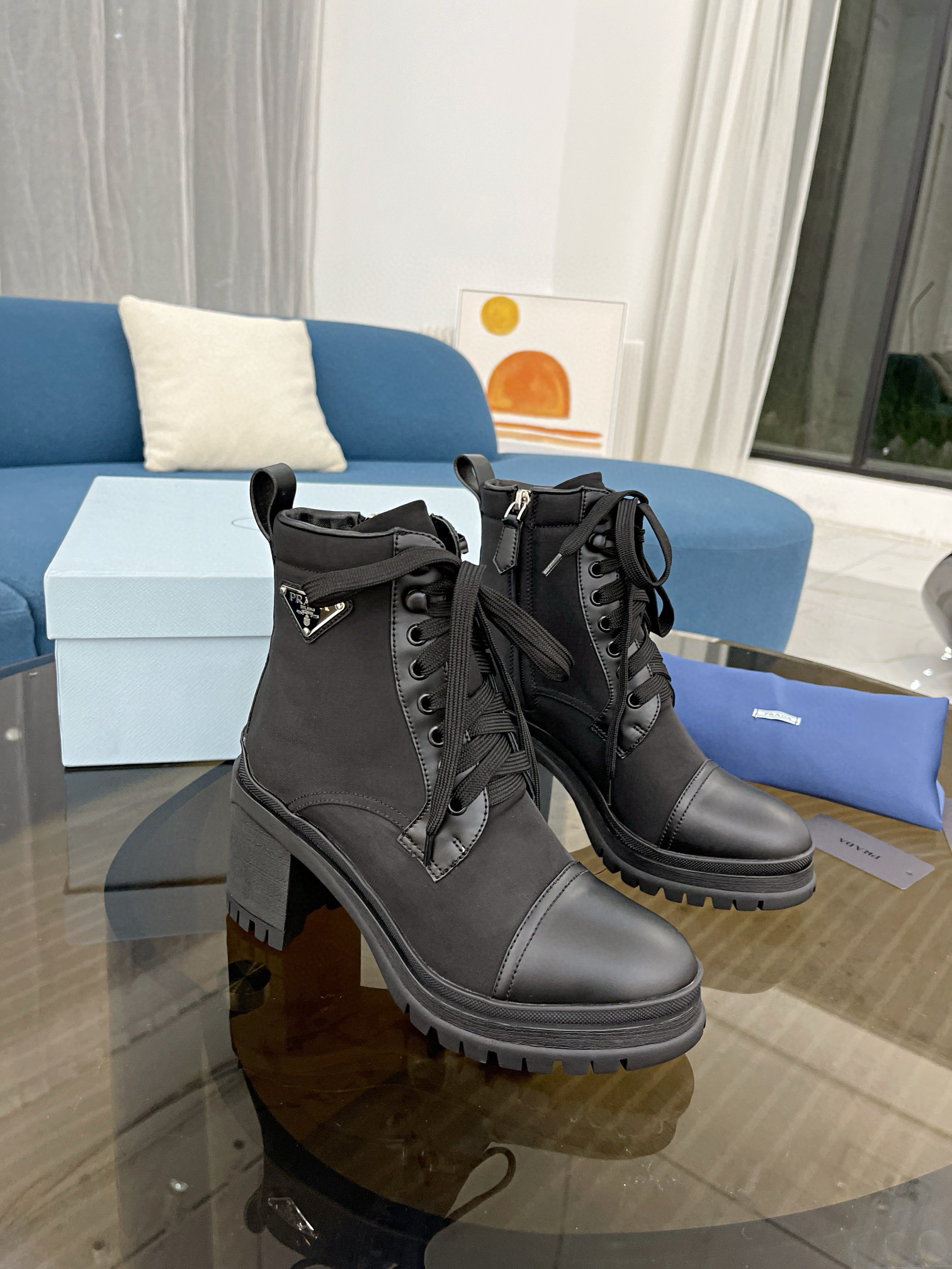 Prada boots heels 7.5CM PD80210 Black 